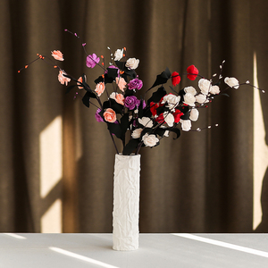 南笙 现代简约褶皱系列家居饰品陶瓷花瓶干花仿真花假花花艺花器