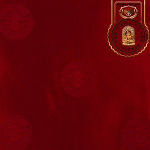 藏红创意家居印度进口酒红色寿字妙莲金丝刺绣古装装饰布绸缎布料