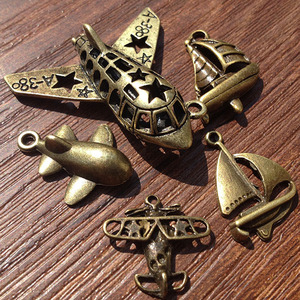 复古飞机帆船合金配件手工diy饰品配件手链项链钥匙扣装饰挂件