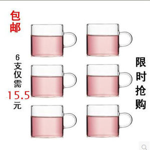 批发6个花茶杯小茶碗品茗杯功夫茶具玉兰杯透明玻璃杯