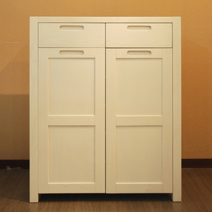 水曲柳全实木鞋柜现代中式白色储物柜对开门隔断柜间厅柜白色鞋柜