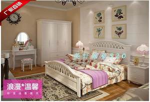 全实木床松木床简约环保家具象牙白色韩式1.5米双人儿童床可定制