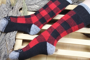 外贸原单羊毛加厚户外保暖运动袜方格高筒男女袜子登山毛巾袜