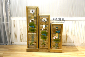 新中式香樟木手绘斗柜落地柜展示柜储物柜楼梯柜套柜