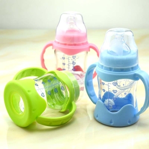 新款玻璃奶瓶宽口径带吸管手柄底座防胀气婴儿新生儿宝宝用品包邮