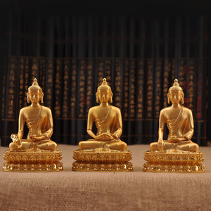 三宝佛 释迦摩尼佛像 铜像摆件 6寸阿弥陀佛铜 药师佛佛像