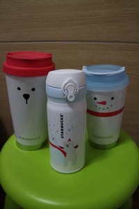 现货韩国星巴克2015圣诞雪人 北极熊焖烧杯艾玛保温杯