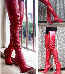 2015红色超高跟鞋臀部加长过膝靴情趣高跟靴细跟时尚女靴国家囚禁
