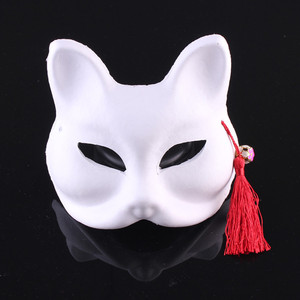 1林芳30g舞会白色手绘面具DIY纸浆纸质脸谱面具狐狸猫面具