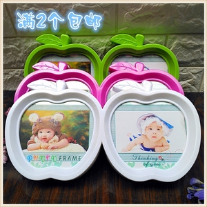 热卖韩式宝宝卡通创意摆台相框挂墙礼物白色绿色双苹果儿童影楼