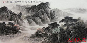 国画山水 黑白水墨画 名家手绘真迹六尺画芯横幅宣纸字画