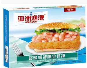 亚洲渔港汉堡虾排好多虾全虾排1.68kg*24枚*  汉堡虾排鲜虾堡