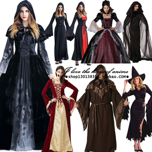 万圣节宫廷服装万圣节服装角色扮演奢华吸血鬼女巫婆女王长裙装