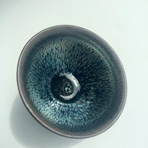 中国陶瓷艺术大师李达鹧鸪斑油滴小建盏 展览级作品 蔚蓝之海