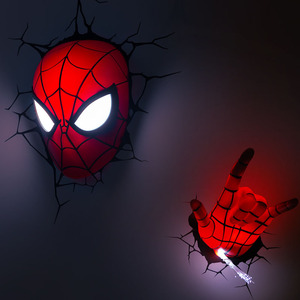 复仇者联盟漫威超凡蜘蛛侠头手3D创意壁灯LED小夜灯影迷生日礼物