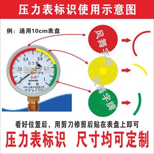 红黄绿压力表标识贴/仪表盘指针指示标签5/10/15CM公分圆形反光贴