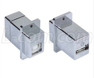 L-com全屏蔽镀金属面板是安装USB 转接头 B口 TO A口ECF504-BAS