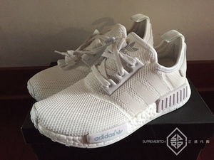 【现货】Adidas三叶草NMD R1 纯白 3m反光 42码 全白跑鞋 s79166