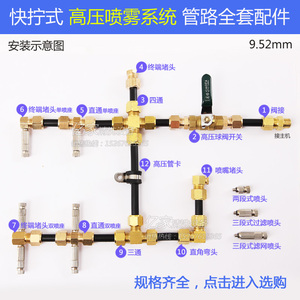 快拧式高压接头管件9.52mm高压PE管人造喷雾降温景观造雾机配件