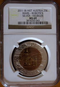 【NGC评级币】奥地利 2011年 银铌双金属纪念币 MS69 获奖币