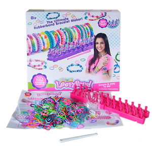 儿童彩色牛皮筋手链绳 DIY手工制作彩虹橡皮筋编织机器玩具套装