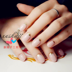 新娘甲片假指甲成品婚纱照指甲贴片粉色酒红光