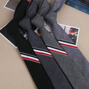 三色织带领带男女正装红白蓝织带条纹领带5cm窄版潮包邮礼盒装