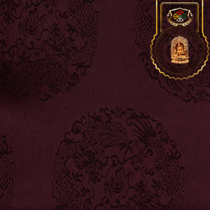 藏红创意家居印度进口酒红色二龙戏珠刺绣古装装饰布绸缎布料