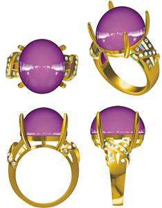 珠宝电绘设计 珠宝设计代画效果图3D绘图 戒指耳环项链效果图制作