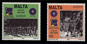 马耳他邮票：2007 欧罗巴-童子军(带边纸)
