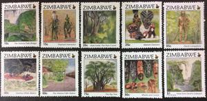 津巴布韦 2015年 旅游 邮票 桥骑象树木瀑布面具工艺品漂流10全新