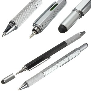 金属笔杆多功能工具笔圆珠笔电容笔触控笔刻度尺平衡仪螺丝刀包邮