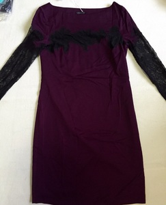 全新雪纺蕾丝连衣裙单雪纺蕾丝连衣裙S码，深紫色气质色，S码相