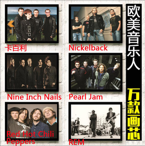 卡百利REM/Damien Rice/Pearl Jam/Nickelback摇滚乐队海报相框画