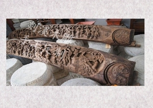 东阳木雕古建筑构建横梁 手工人物木雕 中式传统仿古木雕花横梁