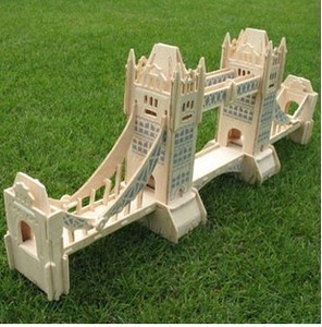 包邮四联木质拼装模型3d立体木制拼图diy手工拼板 伦敦塔桥