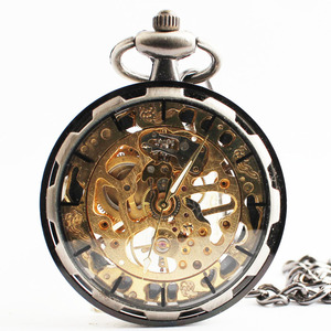 经典无盖怀表 复古机械表男女表 玻璃镜面镂空 齿轮合金挂表 手表