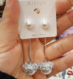 韩国进口饰品东大门代购耳环女新款珍珠耳钉锆石镶钻耳坠气质耳饰
