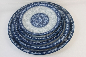 韩国原装进口陶瓷盘子方盘参宝陶瓷器 八角盘 中国风 青花瓷正品