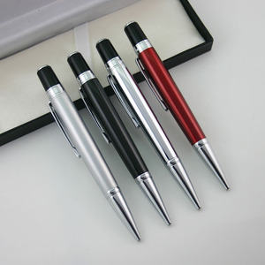 旋转式金属笔杆商务圆珠笔黑色红色银色 书写笔办公油性原子笔1.0