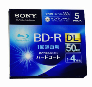 索尼/sony 蓝光可打印bd-r 50G空白蓝光刻录盘5片彩膜装正品日产