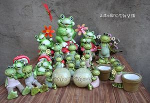欧式摆件情侣青蛙吊脚娃娃陶瓷工艺品橱窗户外花园田园家居装饰品