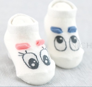 韩国进口KIDS CLARA婴儿童袜子男女宝宝棉质大眼睛睡眠地板短船袜