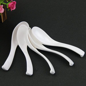 青花仿陶瓷密胺白色彩色小勺咖啡食品级儿童勺子塑料汤勺调羹套装