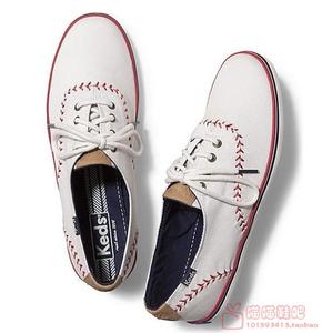 Taylor keds白底红线复古布面棒球款学院派女鞋帆布鞋 两双包邮
