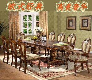 高档欧式实木餐桌椅组合 大户型奢华橡木雕刻法式餐桌西餐长饭桌