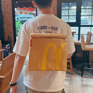 推荐麦当劳双肩包牛皮纸包包创意奇葩个性书包纸袋背包帆布包学生
