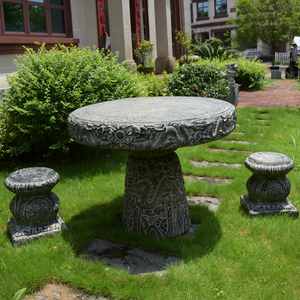 室外人造石头石凳石桌户外庭院茶台花园小院子里的天台水泥圆桌椅