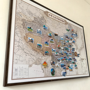可标记磁吸地图中国n旅行打卡旅游足迹记录世界墙面装饰画相框挂