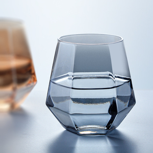 简约透明bins边杯子家用创意个性套装潮流六角金风玻璃变色水杯女